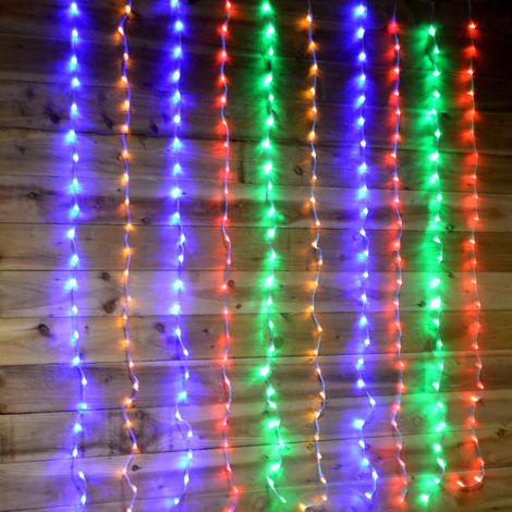 Premier 240 LED 1.5m x 2m Tall Cascading Waterfall Curtain Light - Multicoloured (1/5)
