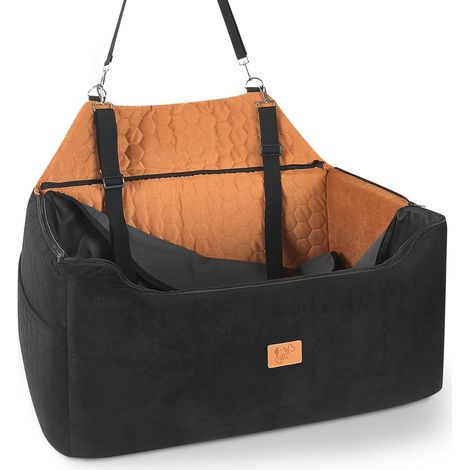 Siège Auto Grand Chien, Rehausseur Amovible et Lavable pour Chiens de Moyenne et Grande Taille Laisse Incluse, Panier Chien Voiture Plus Lourds (78x55x53cm avec Housse en Cuir Imperméable) (1/5)
