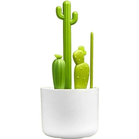 Goupillon - Set de 4 - Cactus - Goupillon - Brosse de nettoyage - Goupillon, brosse à tétons, brosse de détail et brosse à paille - Cactus - 24 × 9,5 cm - Végétal (1/5)