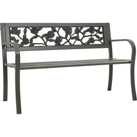 Garden Bench  Steel Grey  Powder-Coated Steel  3-Seater vidaXL (1/5)