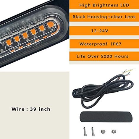 Lot de 4 feux de position latéraux LED 12V-24V pour voiture, camion, remorque, feux de signalisation étanches et stables, feux stroboscopiques de remplacement pour situations d'urgence (1/3)