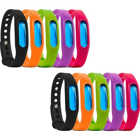 Pulsera repelente de mosquitos, ingredientes naturales, diseño impermeable, 10 unidades (colores aleatorios) (1/2)