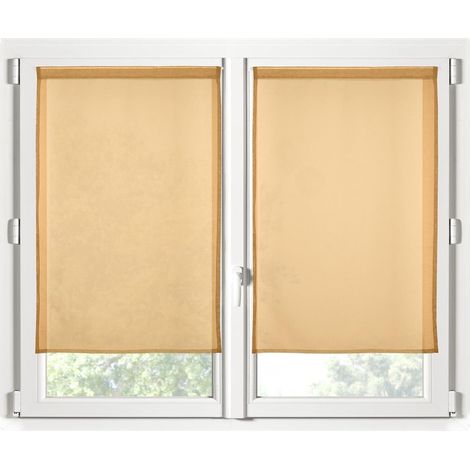 Paire de Rideaux Voile 70 x 200 cm Brise bise moutarde