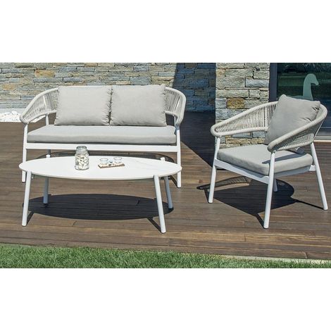 Set in alluminio bianco e con cuscini beige MALIGI HOME MG-ROSALIA Alluminio (1/5)