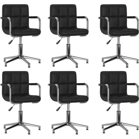 Chaises pivotantes à manger lot de 6 noir similicuir (1/5)