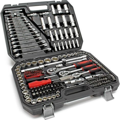 Caja llaves trinquete 215 piezas kit llaves vaso puntas acero carbono 160002251