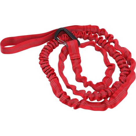 Corde de remorquage pour vélo, longueur naturelle 1,7 m, extensible, en nylon et alliage, portable, pour VTT et entraînement en extérieur, rouge. (1/5)