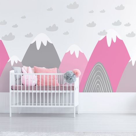 Stickers muraux enfants - Décoration chambre bébé - Autocollant Sticker mural géant enfant montagnes scandinaves ELIKA - 40x60cm (1/5)