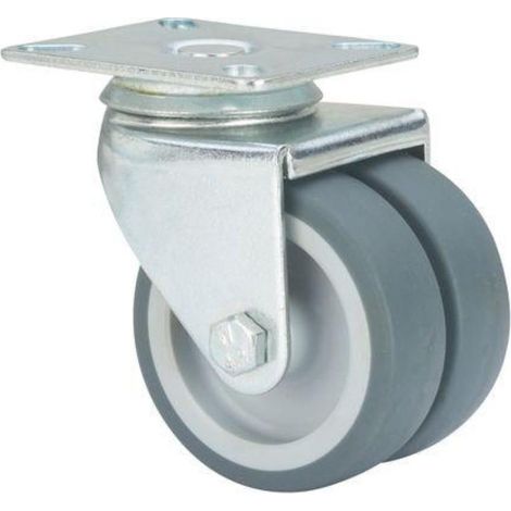 rueda giratora placa 10i75-pgi poliamix-goma gris (doble) eje liso (1/2)