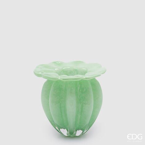 EDG Enzo De Gasperi Vaso Blossom H 17,5 Cm D 21 Cm Vetro Light Green