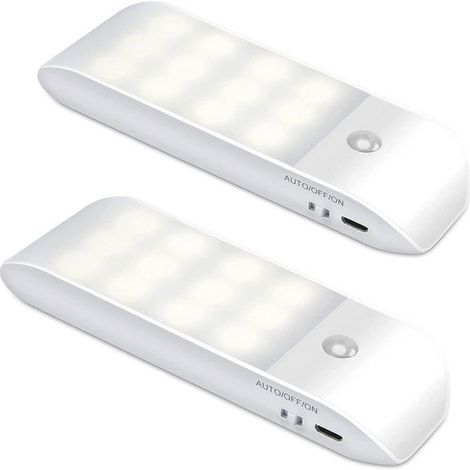 Innen-Bewegungsmelderlampe, 2er-Set wiederaufladbare LED-Nachtlichter mit USB-Anschluss, warmes Leuchten.