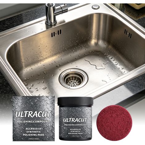 Polierpaste für Küchenutensilien, Marmorarbeitsplatten, Kratzer, zum Polieren, Reinigen, für die tägliche Haushaltsreinigung und zur Glanzpflege – 100 g + Schwamm -- DE (1/5)