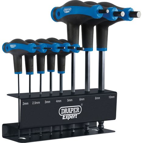 Draper Expert 8-Piece Soft Grip Metric T-Handle Hex and Ball End Key Set with Double Ended Keys (Model 33873)