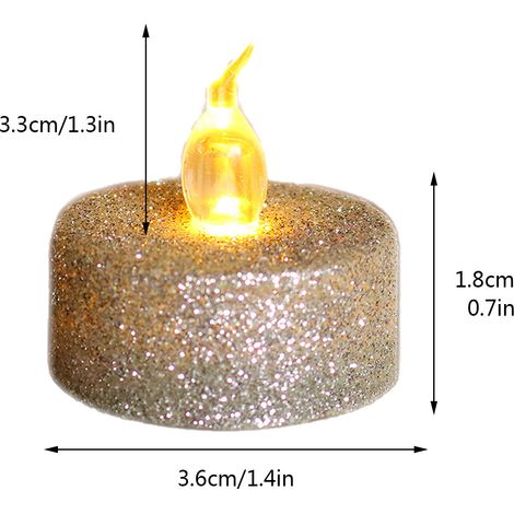Lot de 12 bougies LED scintillantes argentées, chaud blanc, pour demande en mariage, anniversaire, décoration Noël, piles CR2032 incluses (1/5)
