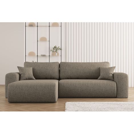 Kaiser Möbel Ecksofa mit Schlaffunktion, L-förmiges Sofa, Capri Stoff Neve Links Braun (1/4)