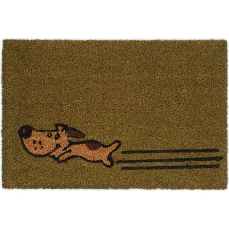Felpudo decorativo perro interior exterior antideslizante agradable ambiente 75 x 45 cm de coco marrón 130011173 (1/5)