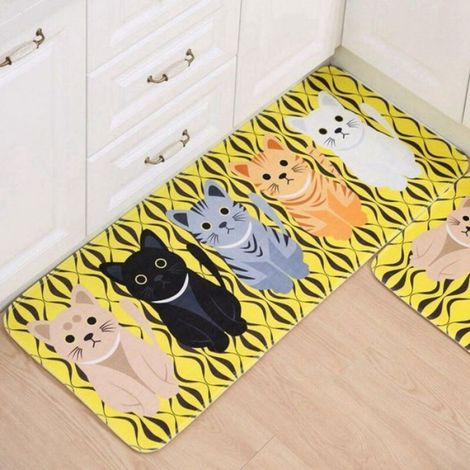 Tapis - 50x120 cm - Jaune - Antidérapant - Lavable - Intérieur (1/2)