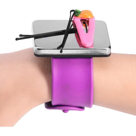 Bracelet magnétique collecteur de cheveux, bracelet support gel coiffure (4‑Violet) (1/5)