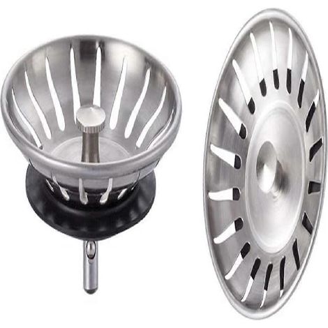 2 stuks roestvrijstalen afvoerstopjes voor de keuken - Universeel keukenafvoerfilter (diameter: 78 mm), anti-verstoppingsrooster voor de keukenafvoer (1/5)