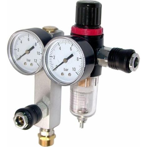 Prodif – Bloc mano-détendeur avec filtre 1/2' – Raccord rapide 1/2' M – Manomètre Ø 50mm – Pression 0-10 bar