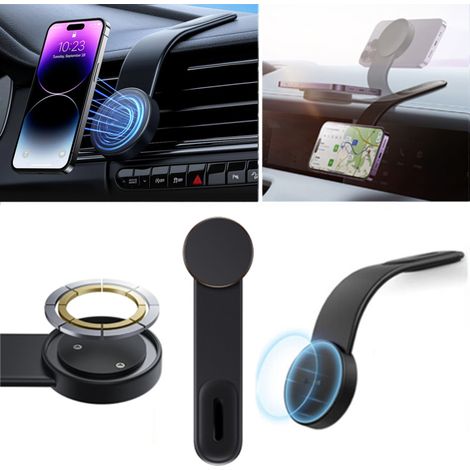 Faltbare magnetische Auto-Handyhalterung, kompatibel mit dem zentralen Armaturenbrettbildschirm des iPhone 12, 13, 14 und 15.