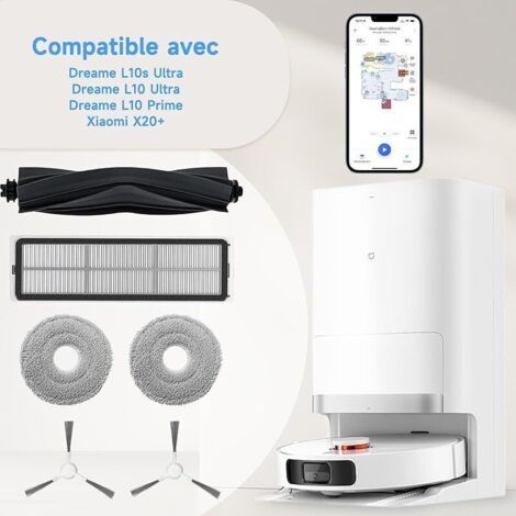FENOPLASTICA19 Accessoires pour Dreame L10s Ultra / L10 Ultra / L10 Prime/Xiaomi X20+ Pièces de Rechange avec 1 Brosse Principale 4 Sac Aspira (1/3)