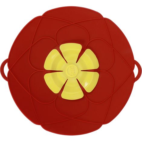 Couvercle de casserole anti-éclaboussures, anti-poussière et anti-déversement de 28 cm, style coréen, résistant aux hautes températures, en silicone rouge, anti-éclaboussures et anti-ébullition (1/5)