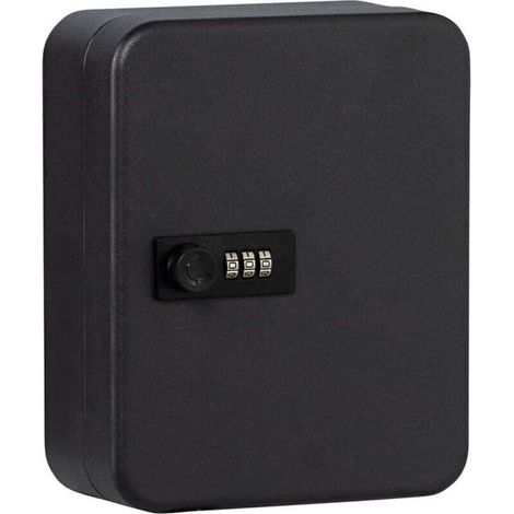 Key box with combination lock, 20 numbered hooks, made of sheet steel, KC 20 C, matt black. (1/4)