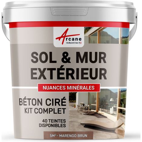 béton ciré, extérieur, pour sol, mur, terrasse, escalier, enduit, décoratif, minéral, en kit - 5 m² (en 2 couches) Marengo Brun - ARCANE INDUSTRIES