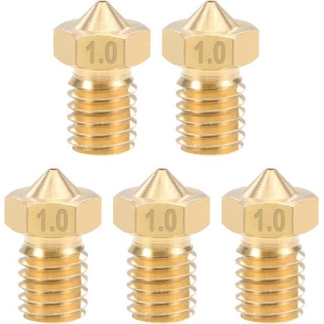 5 Stück 3D-Druckerdüse 1,0 mm Messingdüse für 1,75 mm e3d V5 – V6 Filament 3D-Drucker