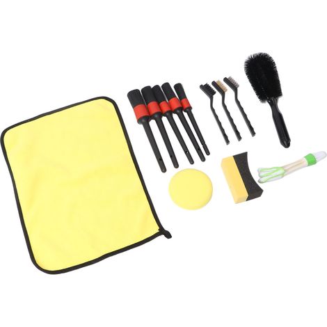 Kit de nettoyage auto comprenant une brosse détaillée pour les jantes, un chiffon à poussière et un ensemble d'outils pour le lavage du moteur. (1/5)
