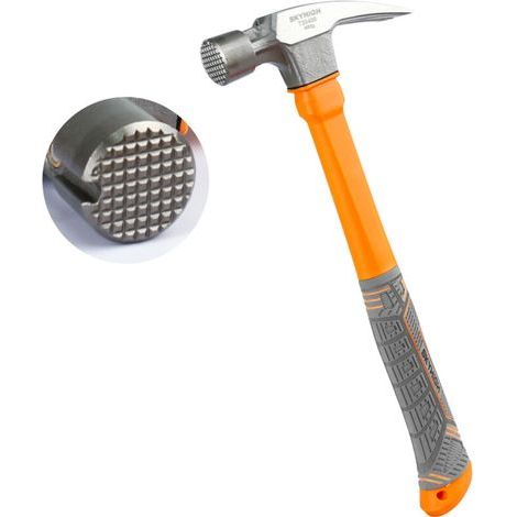 Nagelzieherhammer, 630 g, Abreißklaue, Kopf aus Kohlenstoffstahl, magnetischer Nagelzieher, für Heimwerkerarbeiten, Tischlerarbeiten, Orange (1/5)