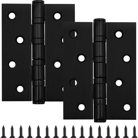 Scharniere für Schranktüren, 2er-Set Edelstahlscharniere, Scharniere für schwere Türen, mit Schrauben, geeignet für Holztüren und Gartentore (schwarz) (1/5)