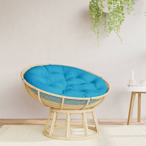 Coussin rond bleu clair Ø 100 x11 cm tissu oxford (1/5)