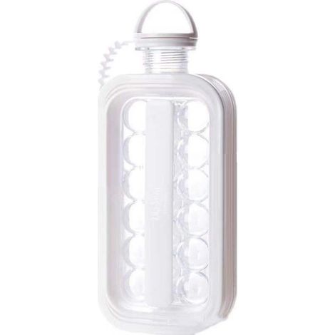 Bouilloire à glaçons sphériques 2 en 1, moule portable pour glaçons sphériques, bouteille d'eau avec couvercle, blanc (1/5)