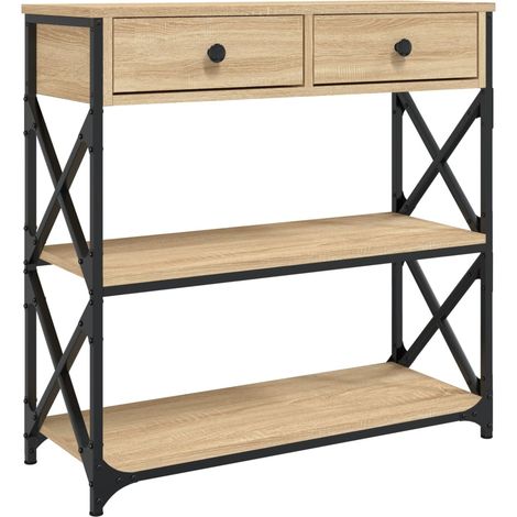 Consolle da ingresso funzionale ed elegante con cassetti e ripiani 75 x 28 x 75 cm derivati del legno e metallo DEC031949