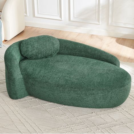 Sofa in Grün aus Teddy mit abgerundetem Design, kompakt und weich gepolstert,170x96x62 cm (1/5)