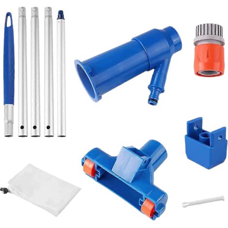 1 Aspirateur manuel pour piscine, Perche télescopique 5 sections, 4 épuisettes filet, Pour bassins et fontaines (1/5)
