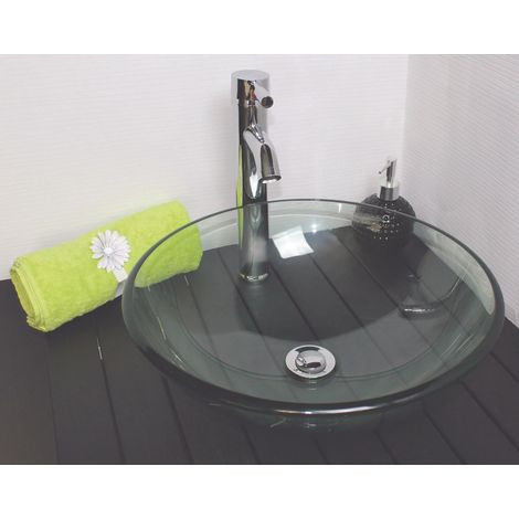 ONDEE - Lavabo redondo para colocar MITRA - Transparente - 42cm - Vidrio - Sin rebosadero (1/5)