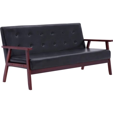 Sofa 3-Sitzer Schwarz Kunstleder vidaXL (1/5)