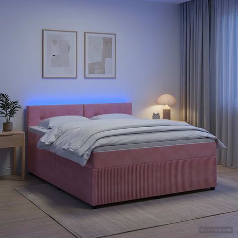 Cama box spring con colchón Rosa 180 x 200 cm Terciopelo (1/5)
