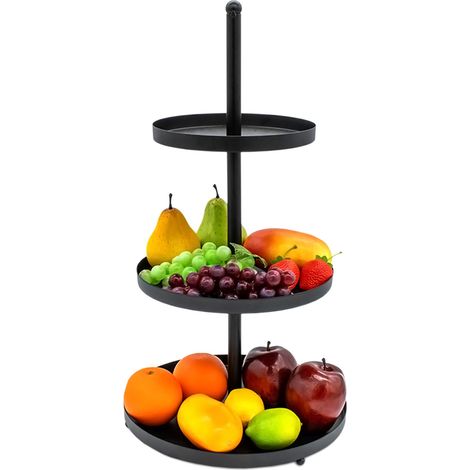 Metall Etagere schwarz mit 3 Ablagen - 56 x 30 cm - Deko Servierplatte mit 3 Etagen - Servierständer Kuchenständer Etagenständer Telleretagere Ständer für Snack Obst Kuchen Dessert