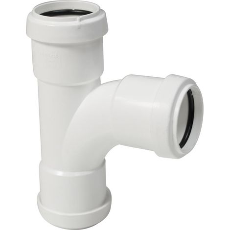 FloPlast 40mm White Push Fit Waste Tee Connector - Durable Polypropylene