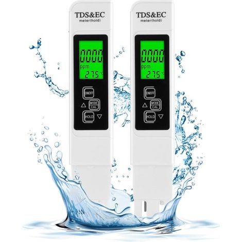 Medidor de calidad del agua de 2 partes，medidor digital de calidad del agua LCD 3 en 1 con retroiluminación，medidor de TDS/EC para agua potable