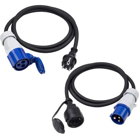 Pack of 2 CEE Adapter Cables, 1.5 m, H07RN-F3G, 16 A, IP44, Motorhome (1/5)