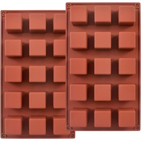 Silikonform 15 Mulden quadratisch 3,6cm für Schokolade, Süßigkeiten, Eiswürfel, 2 Stück