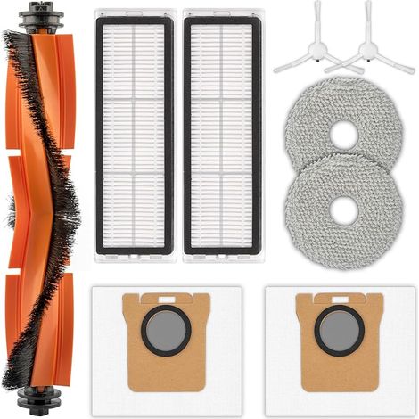 (9 Pièces) X20+ Pièces De Rechange Pour Aspirateur Robot Xiaomi X20 Plus, 1S, S20 Plus, S20+, X10+, X20 Pro, 1 Brosse Rotative, 2 Brosses Latérales, 2 Sacs à Poussière, 2 Filtres Hepa, 2 Serpillères (1/5)