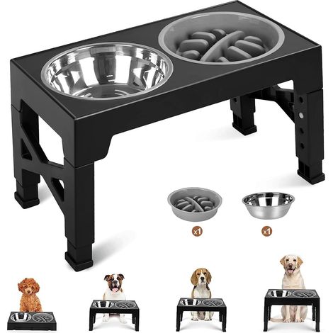 Adjustable Raised Bowl, 4 Heights, Foldable (1/5)
