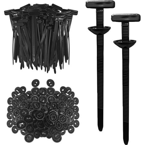 Attache-câble - Attache-câble en plastique noir - Universel pour l'entretien de la voiture et une utilisation quotidienne - 100 pièces - Noir (1/5)