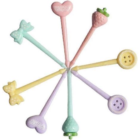 Ensemble de 8 mini fourchettes à fruits en polypropylène, couleurs assorties, poignée ergonomique, idéal pour les goûters des enfants et les fêtes. (1/5)